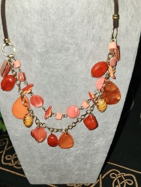 Handcrafted Orange Charm Necklace
